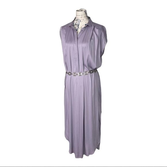 YOUNG Fabulous & Broke Maxi Shirtdress in Lilac and Gold - Picture 9 of 12